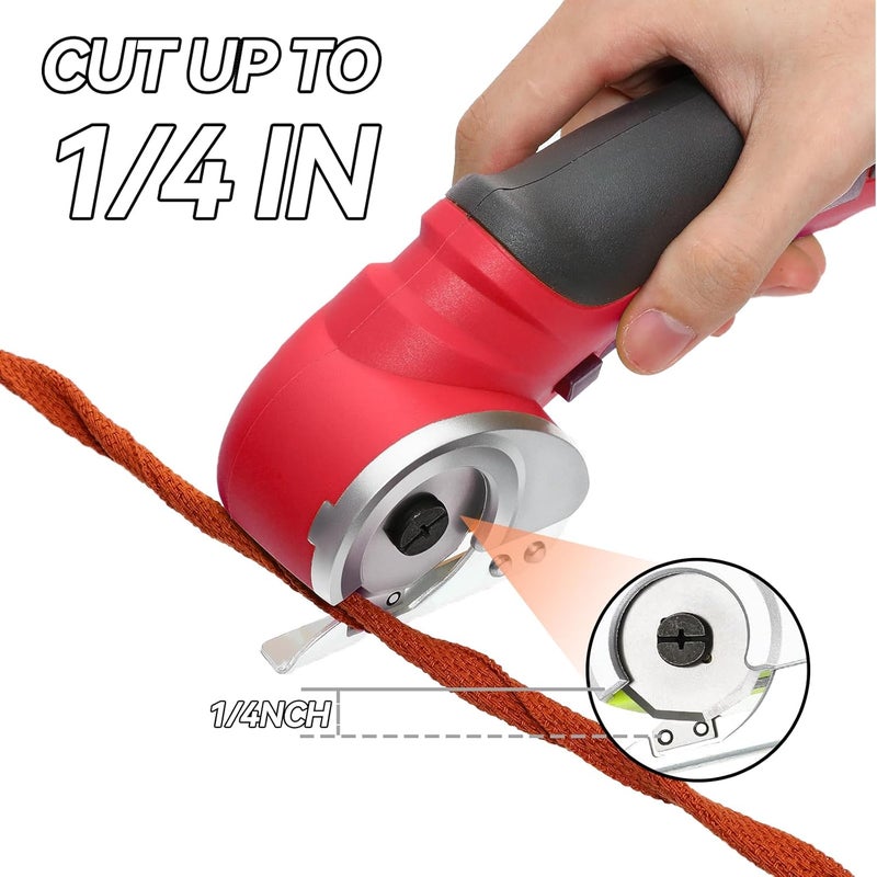 Creddux Cordless Electric Scissors, 4.2V Cardboard Cutter Tool for Cardboard Carpet Leather Packages Plastic with Rechargeable Battery Red - Image 3
